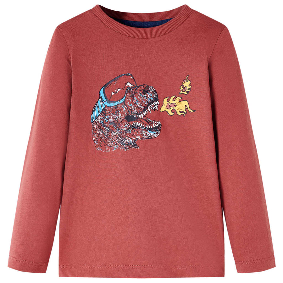 Kindershirt met lange mouwen 104 roodbruin