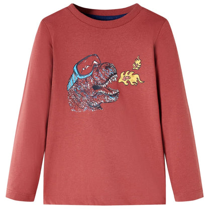 Kindershirt met lange mouwen 128 roodbruin