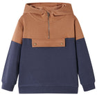Kindersweater capuchon halve rits 92 antraciet cognac