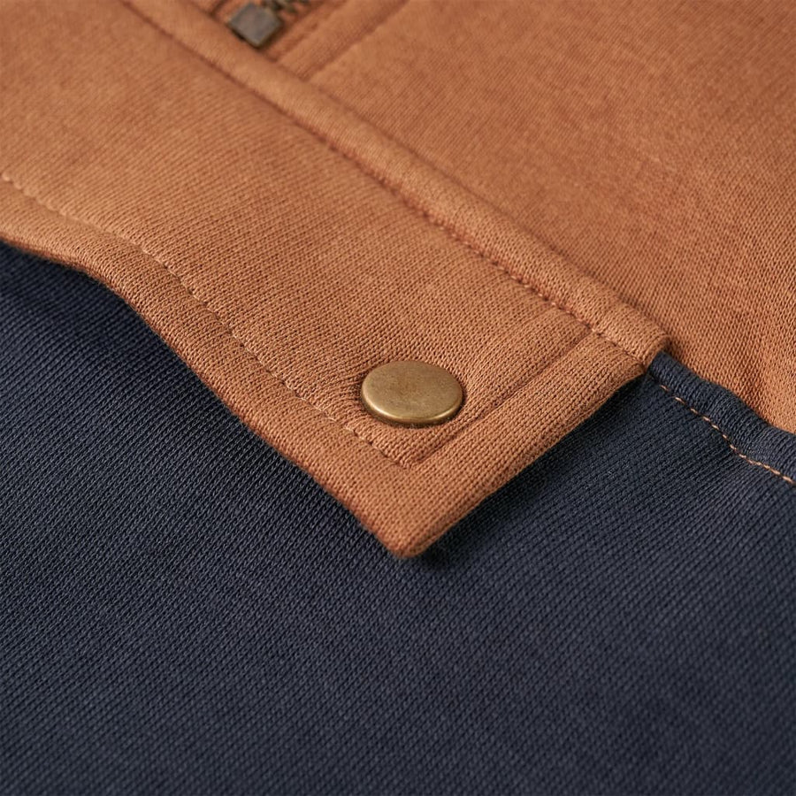 Kindersweater met capuchon halve rits 104 antraciet- en cognackleurig