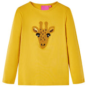 Kindershirt lange mouwen 104 donker oker hert