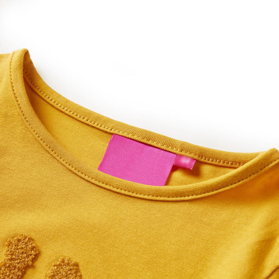Kindershirt met lange mouwen 104 donker okerkleurig Oker