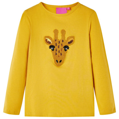 Kindershirt met lange mouwen 116 donker okerkleurig Oker