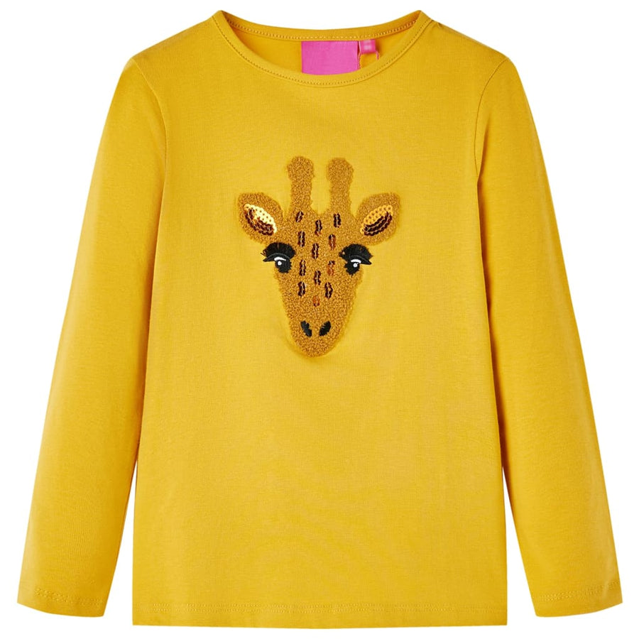 Kindershirt met lange mouwen 116 donker okerkleurig Oker
