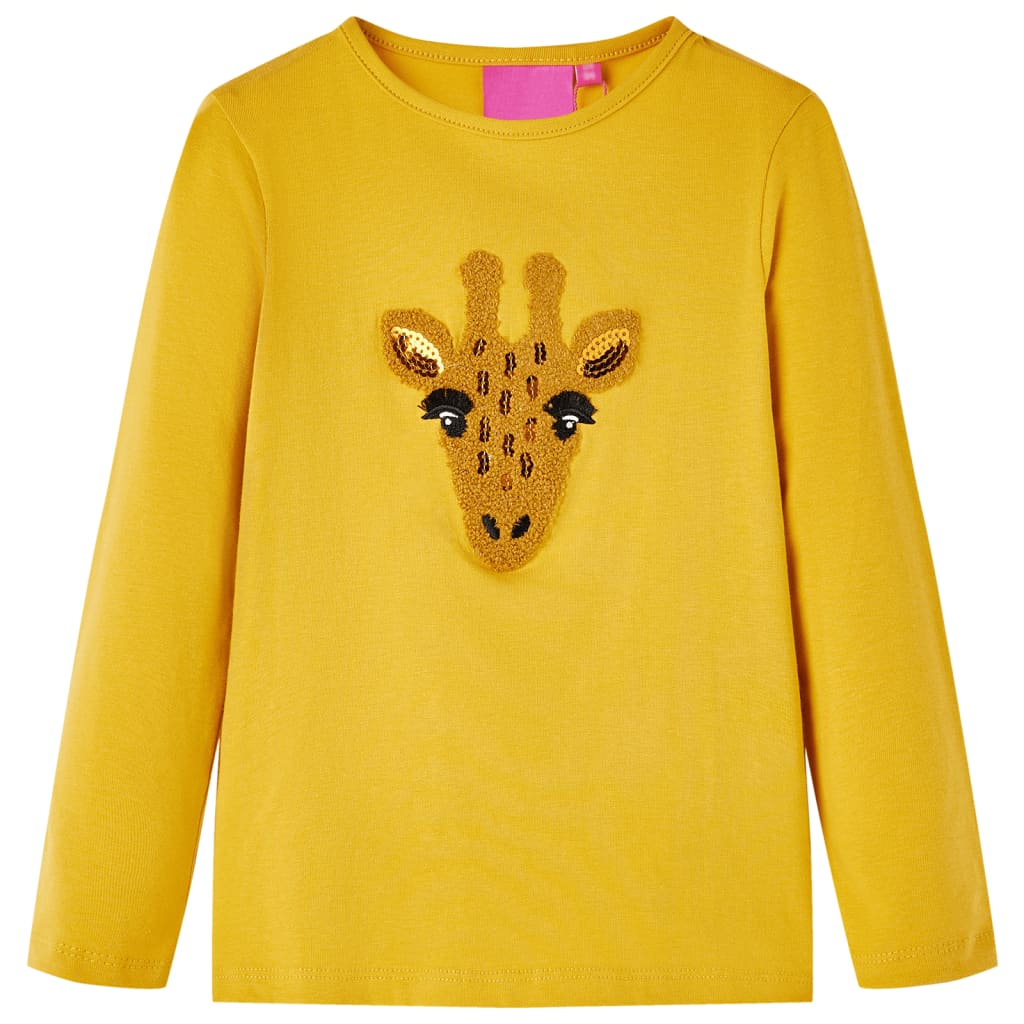 Kindershirt met lange mouwen 128 donker okerkleurig Oker