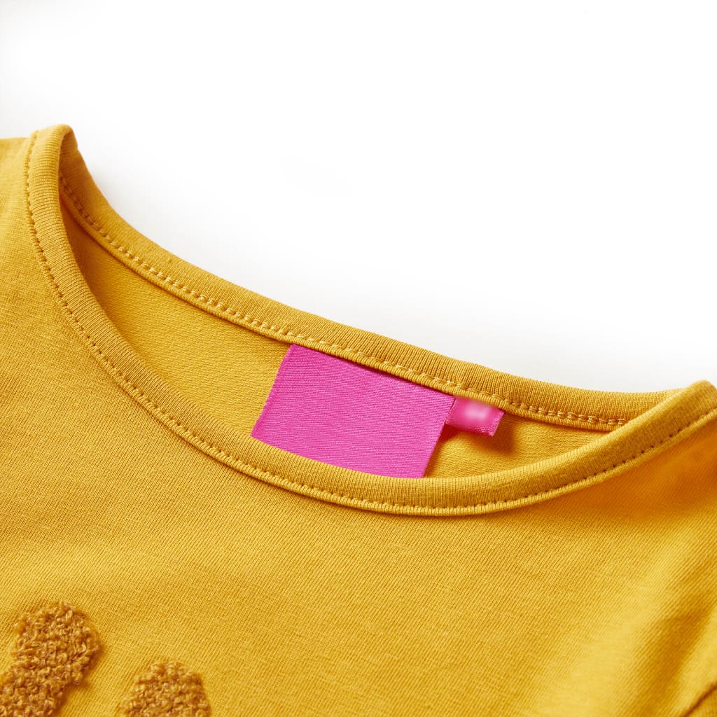 Kindershirt met lange mouwen 128 donker okerkleurig Oker