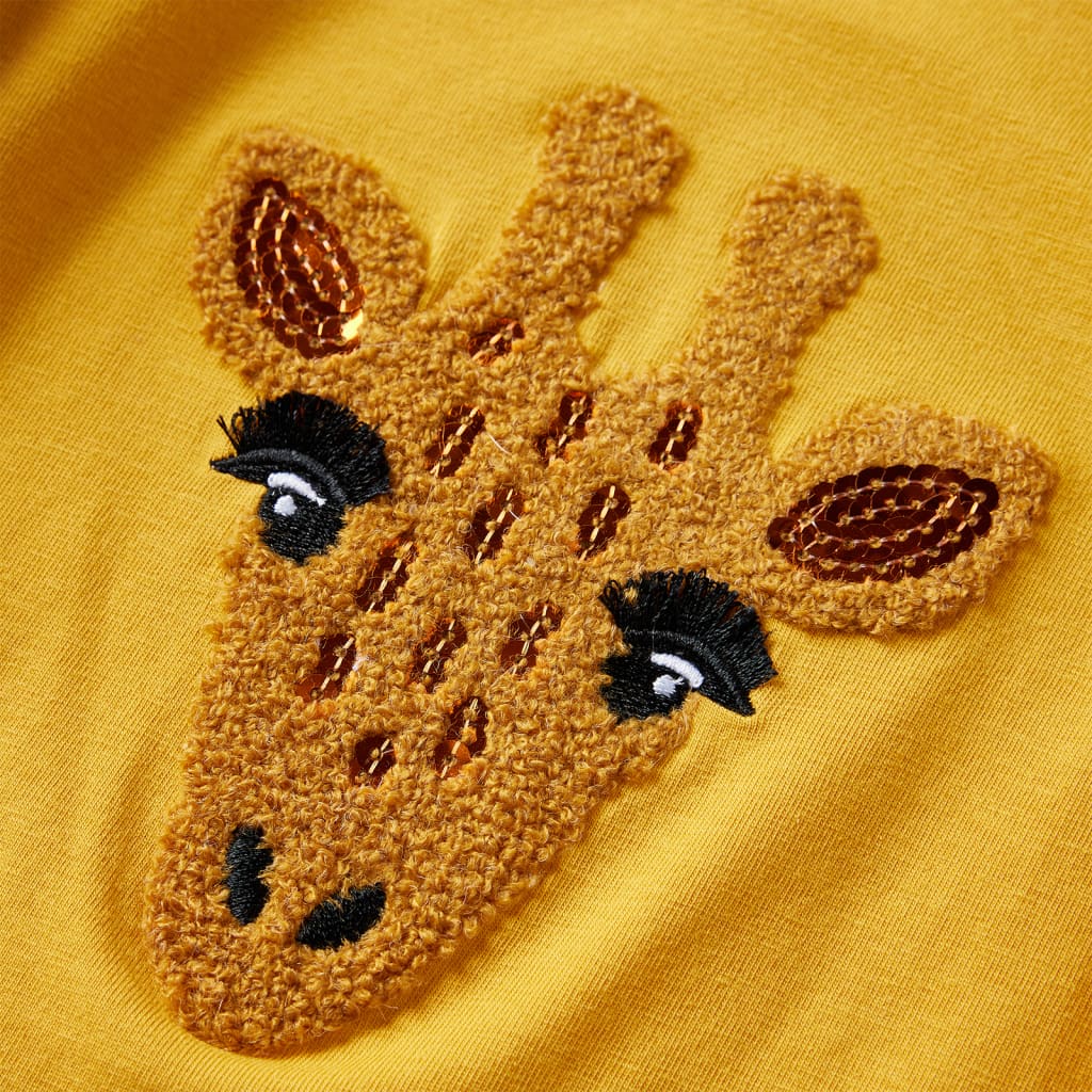 Kindershirt met lange mouwen 128 donker okerkleurig Oker