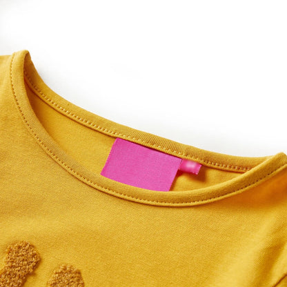 Kindershirt met lange mouwen 140 donker okerkleurig Oker