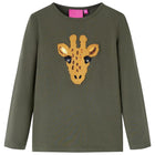 Kids' long-sleeved shirt size 104 khaki