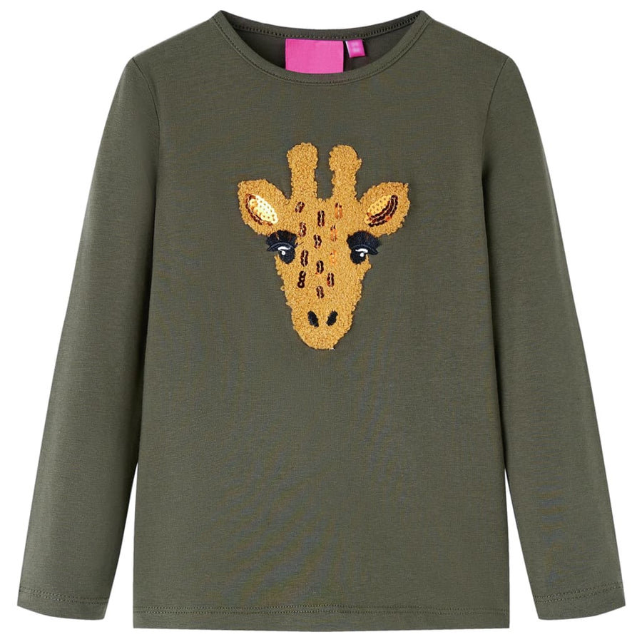 Kindershirt met lange mouwen 104 kakikleurig Kaki 104