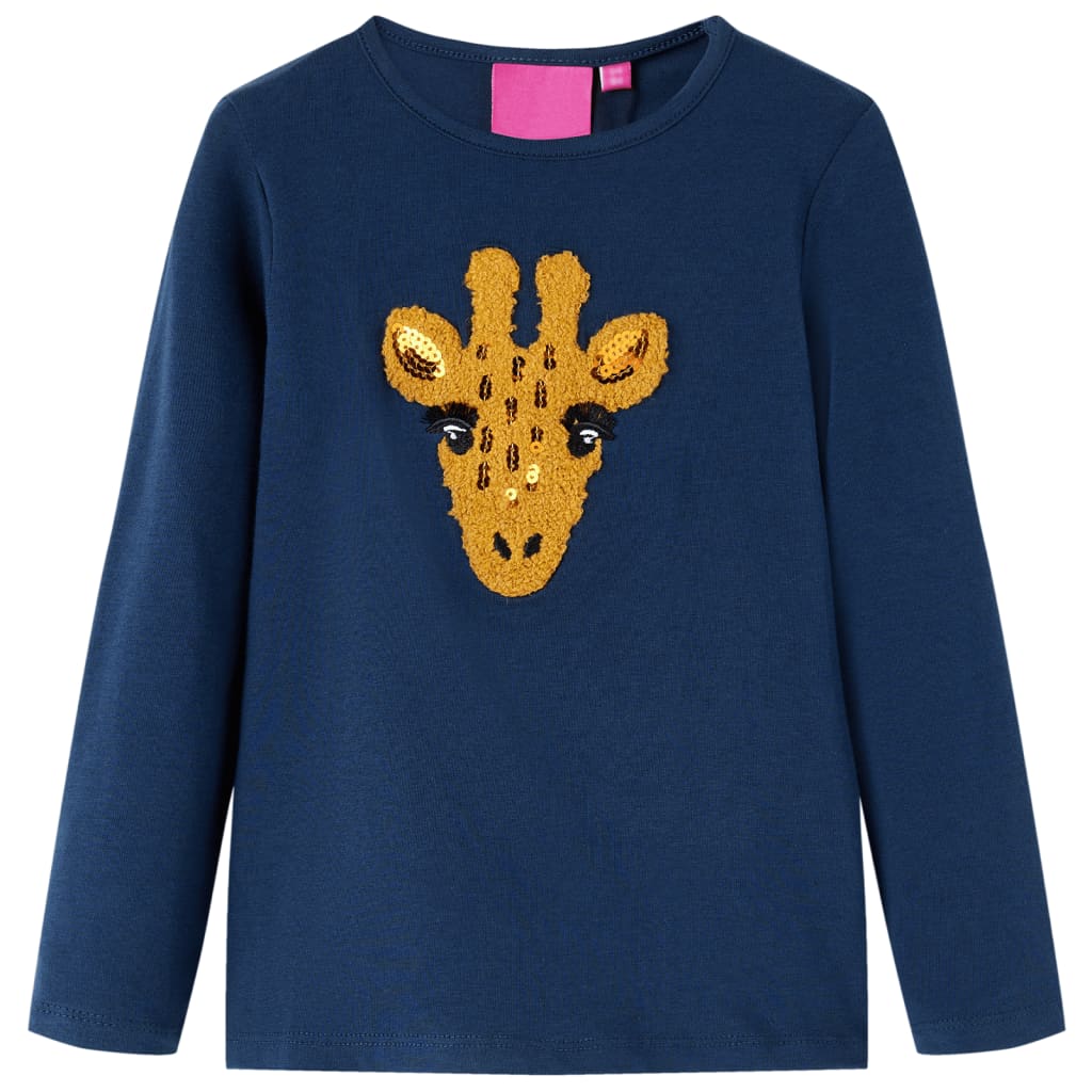 Kindershirt met lange mouwen 128 marineblauw Marineblauw 128