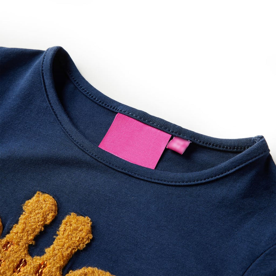 Kindershirt met lange mouwen 128 marineblauw Marineblauw 128