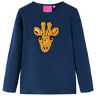 Kindershirt lange mouwen 140 marineblauw hert