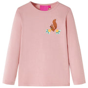 Kindershirt lange mouwen 128 lichtroze