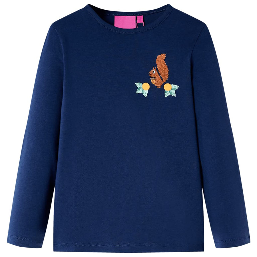 Kindershirt met lange mouwen 140 marineblauw Marineblauw