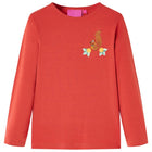 Kids' long-sleeved shirt 140 reddish-brown