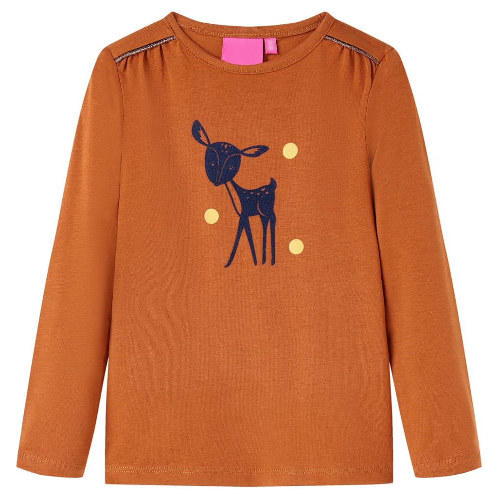 Kindershirt met lange mouwen 92 cognackleurig Cognac