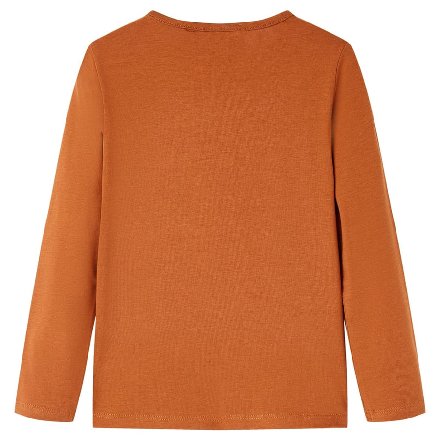 Kindershirt met lange mouwen 92 cognackleurig Cognac