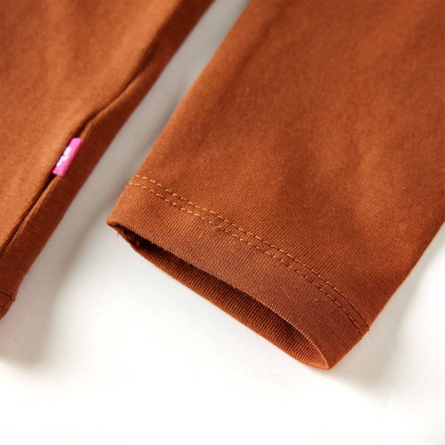 Kindershirt met lange mouwen 92 cognackleurig Cognac