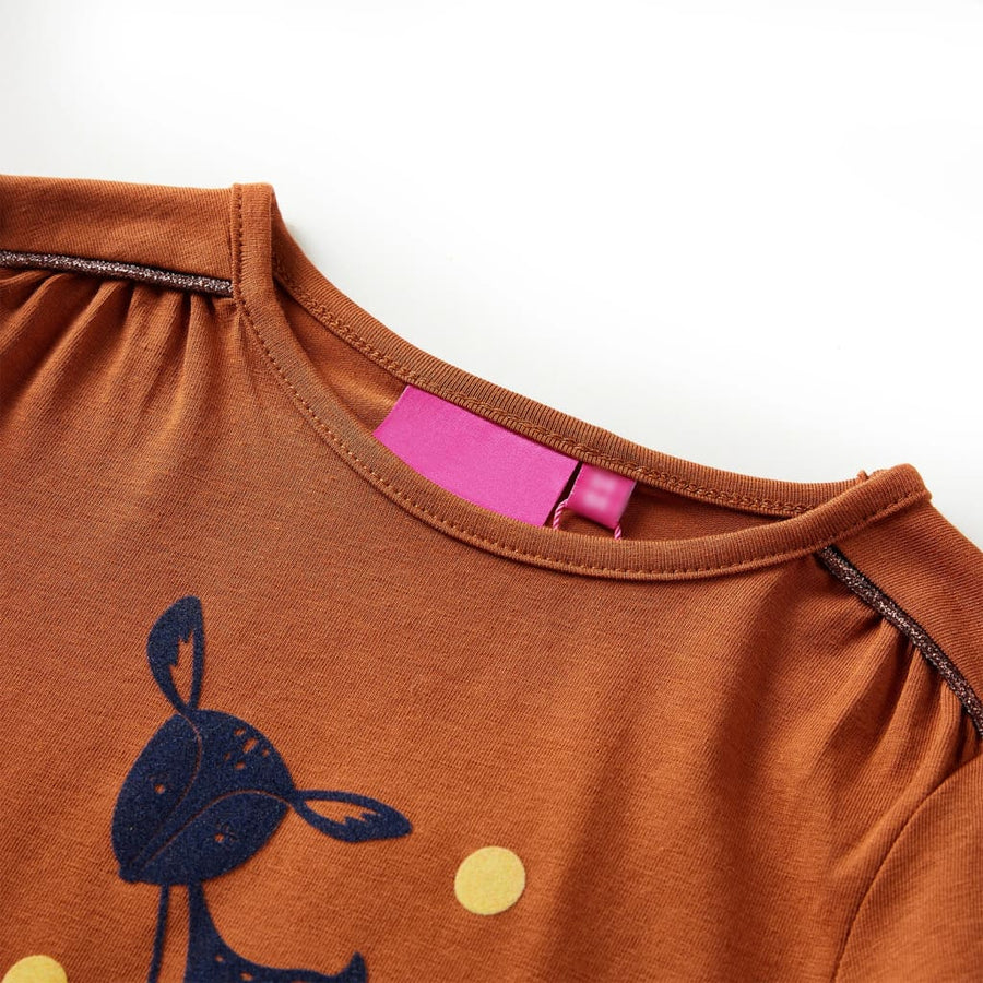 Kindershirt met lange mouwen 104 cognackleurig Cognac