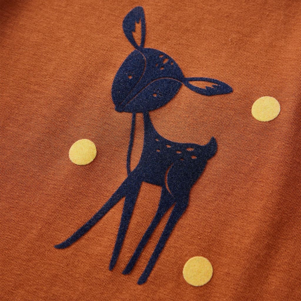 Kindershirt met lange mouwen 104 cognackleurig Cognac