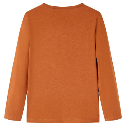 Kindershirt met lange mouwen 116 cognackleurig Cognac