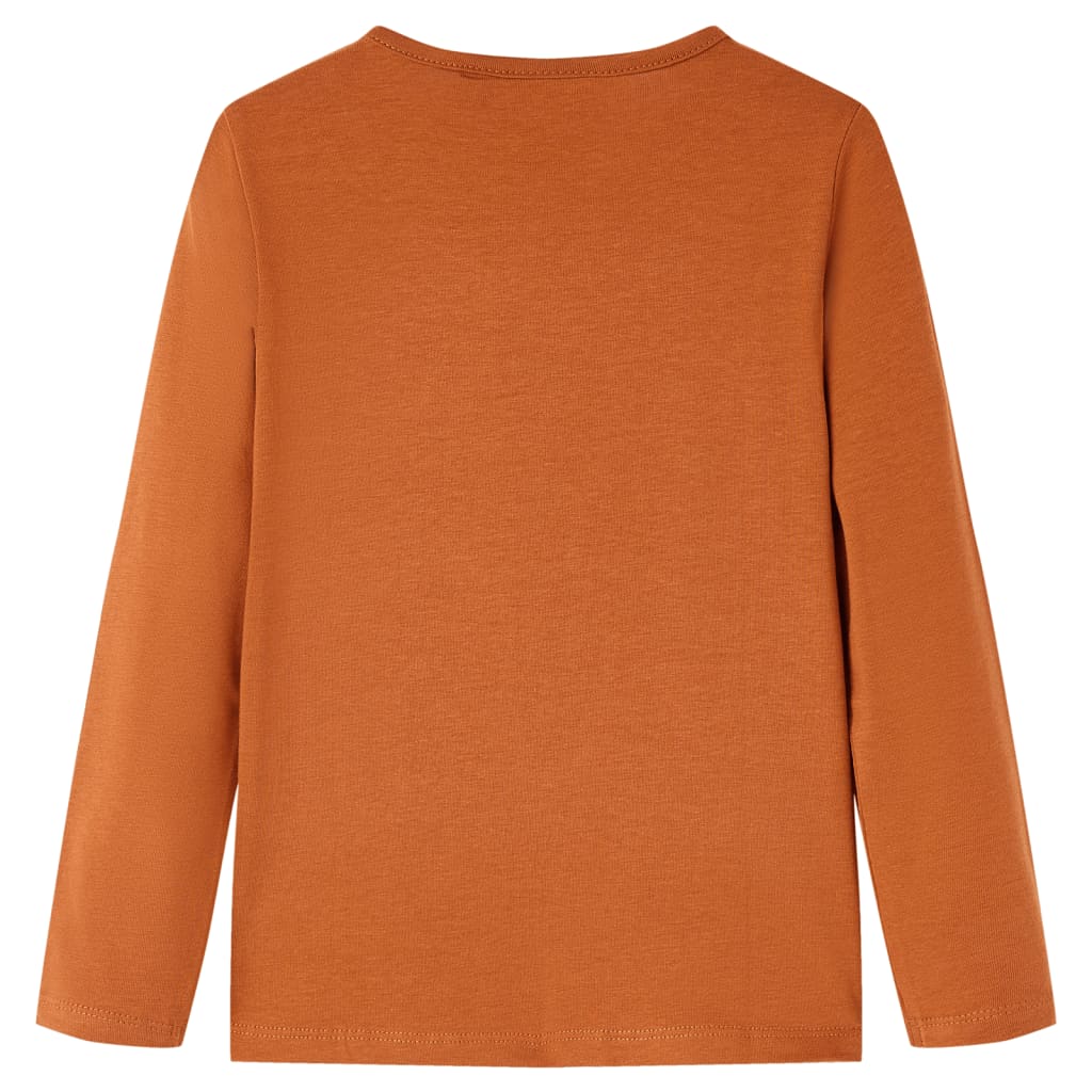Kindershirt met lange mouwen 128 cognackleurig Cognac