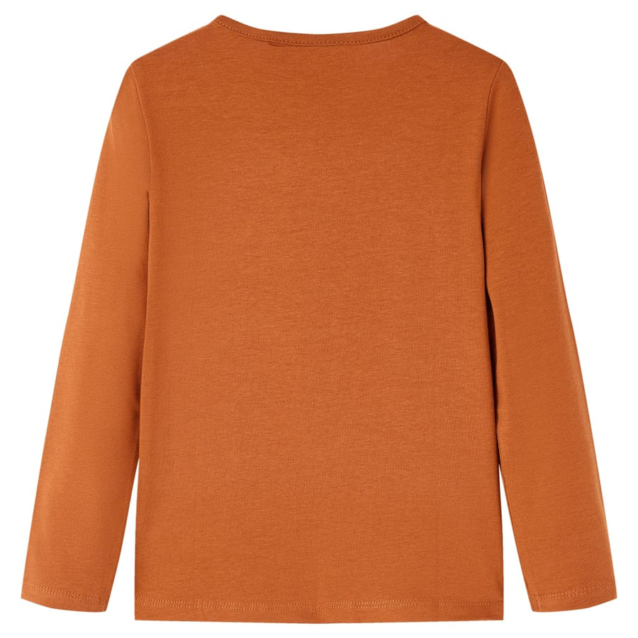 Kindershirt met lange mouwen 128 cognackleurig Cognac