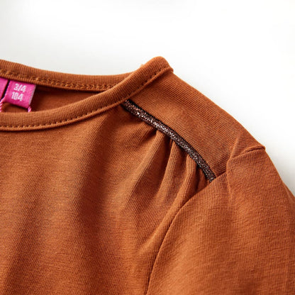 Kindershirt met lange mouwen 128 cognackleurig Cognac