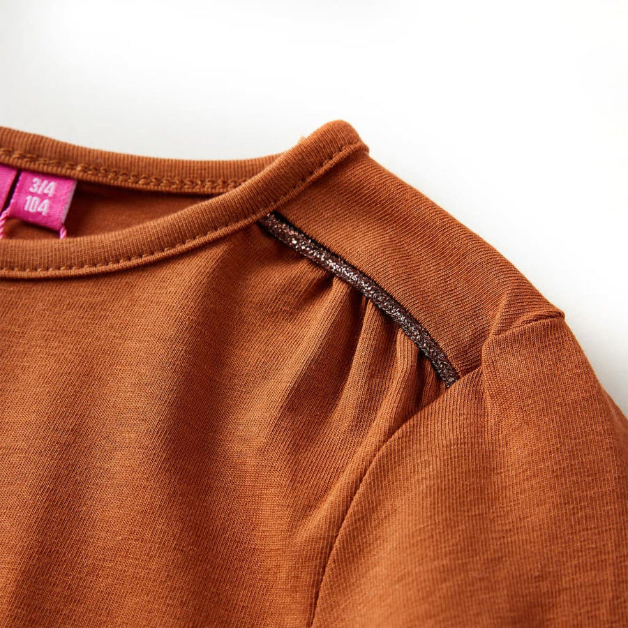 Kindershirt met lange mouwen 128 cognackleurig Cognac