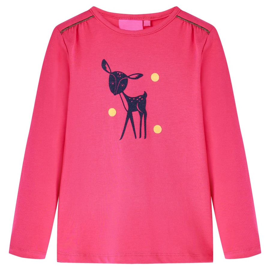 Kindershirt met lange mouwen 128 felroze Roze