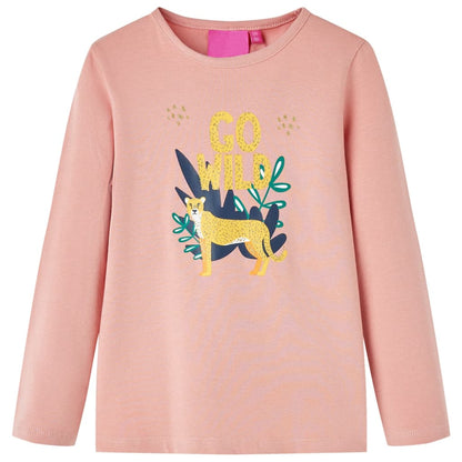 Kindershirt met lange mouwen 128 lichtroze lichtroze