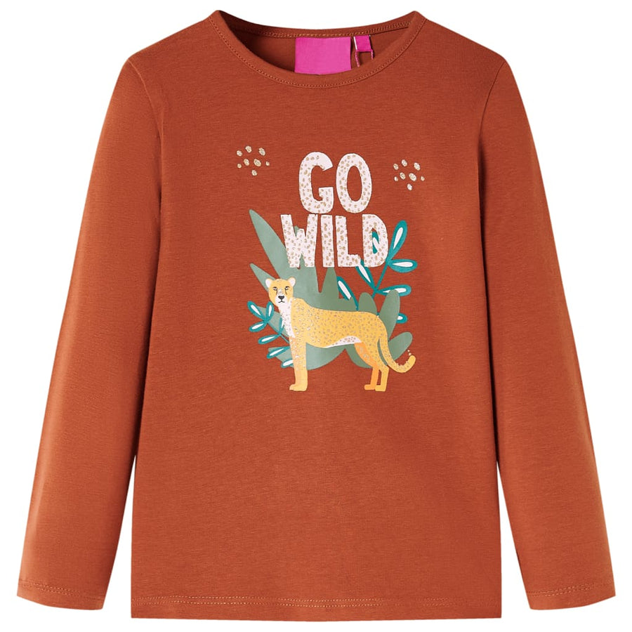 Kindershirt met lange mouwen 104 cognackleurig Cognac 104