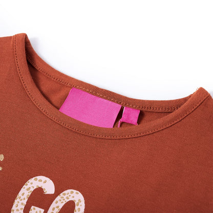 Kindershirt met lange mouwen 140 cognackleurig Cognac