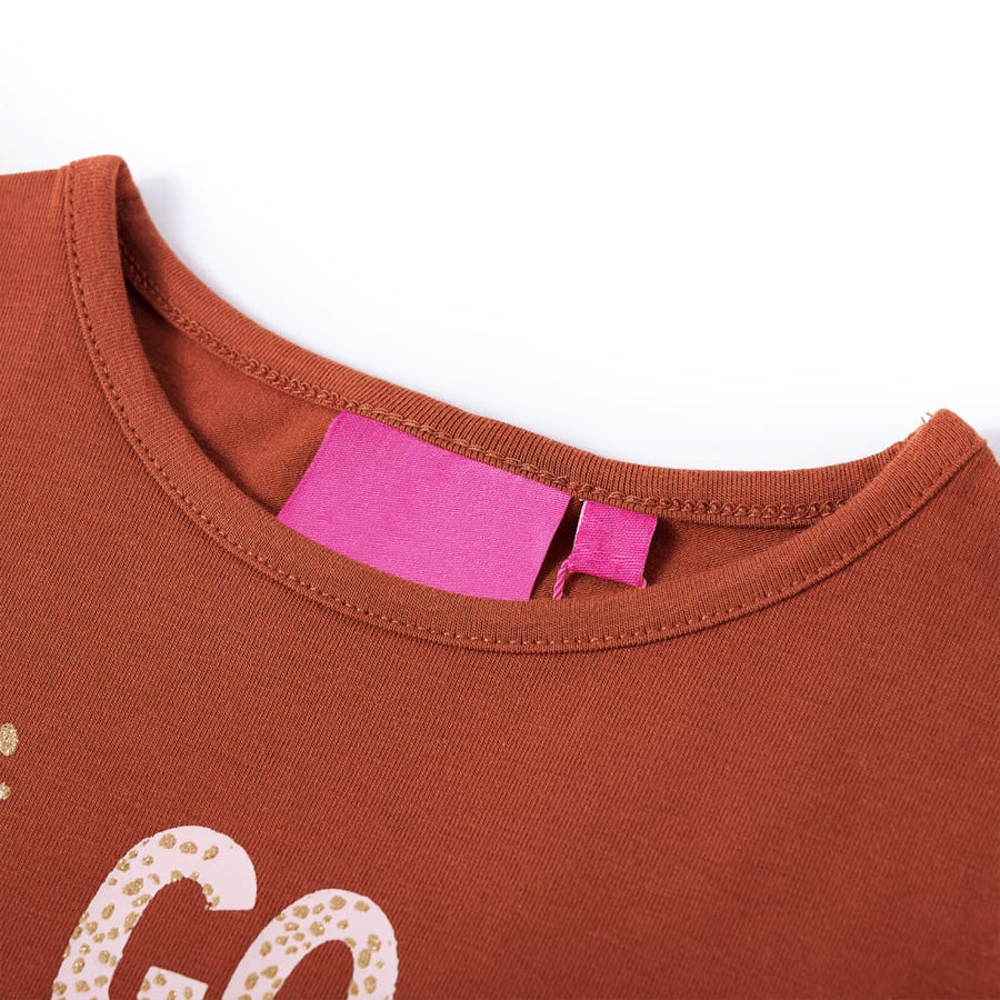 Kindershirt met lange mouwen 140 cognackleurig Cognac