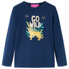 Kindershirt lange mouwen 128 marineblauw hert