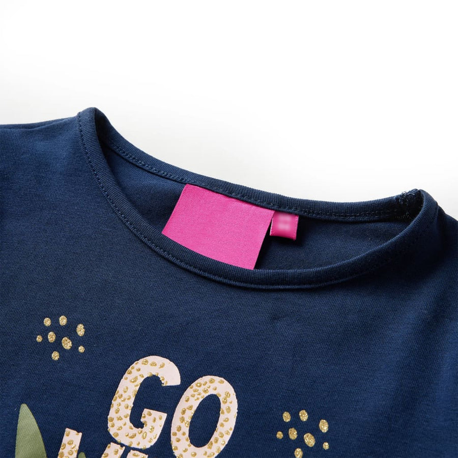 Kindershirt met lange mouwen 128 marineblauw Marineblauw 128