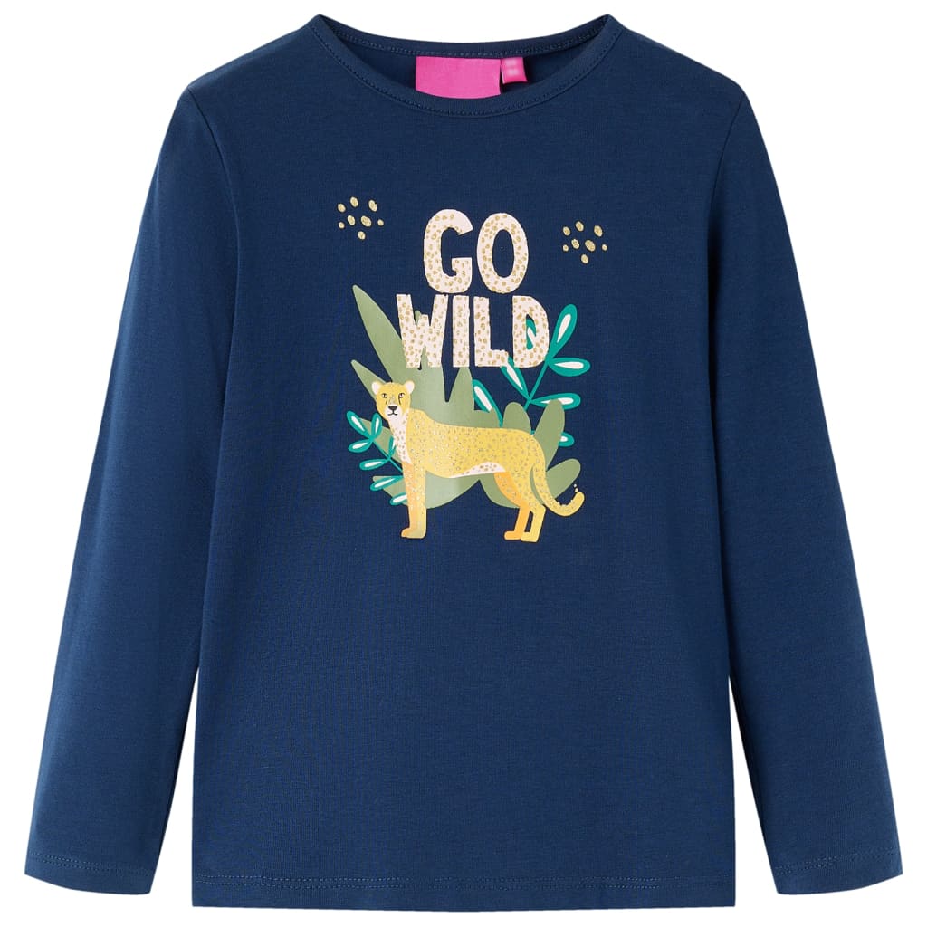 Kindershirt met lange mouwen 140 marineblauw Marineblauw 140