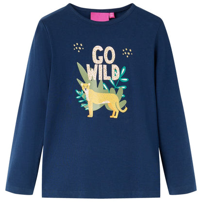 Kindershirt met lange mouwen 140 marineblauw Marineblauw 140