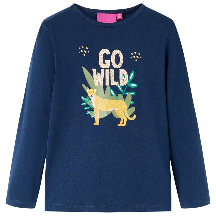 Kindershirt met lange mouwen 140 marineblauw Marineblauw 140