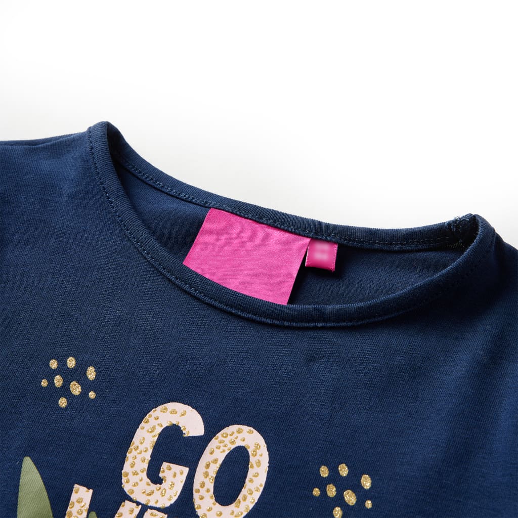 Kindershirt met lange mouwen 140 marineblauw Marineblauw 140
