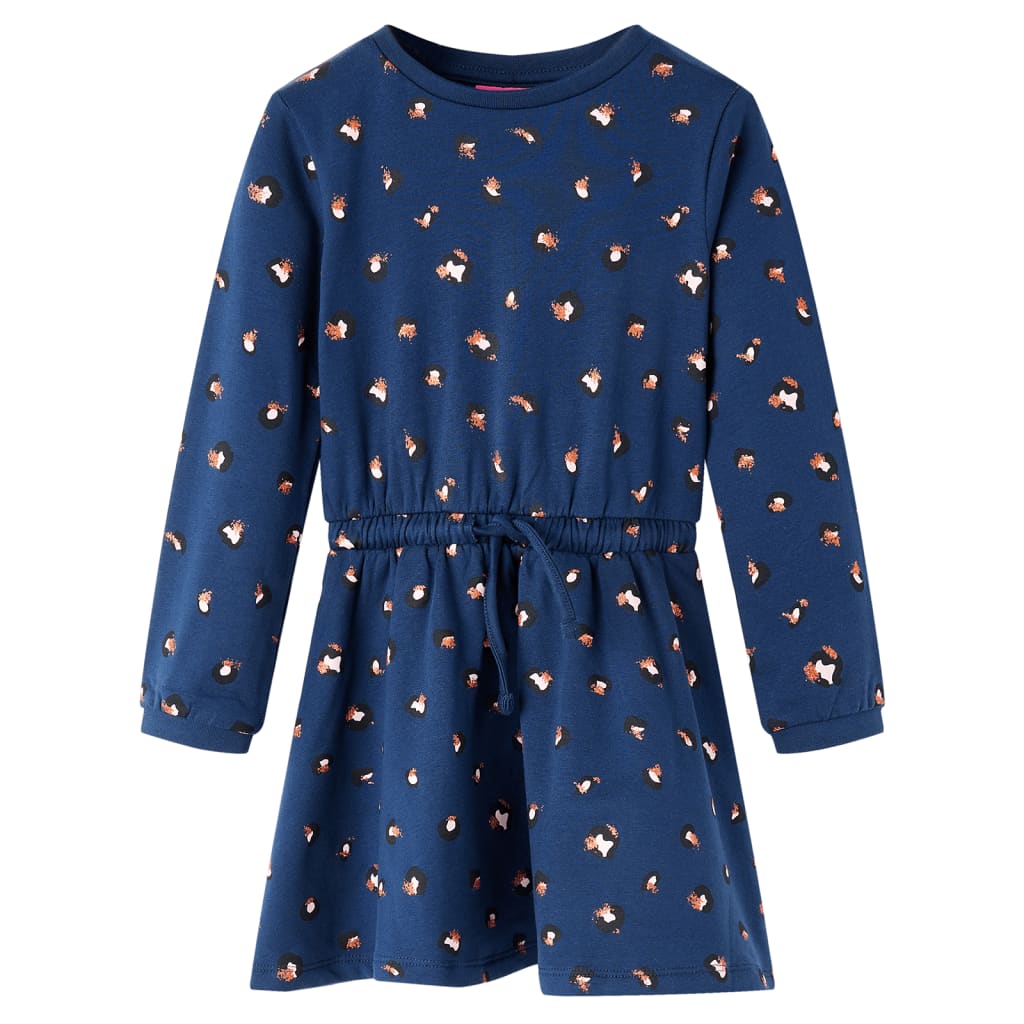 Kinderjurk met lange mouwen 104 marineblauw 104