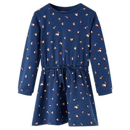 Kinderjurk met lange mouwen 104 marineblauw 104