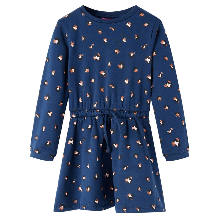 Kinderjurk met lange mouwen 104 marineblauw 104