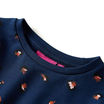 Kinderjurk met lange mouwen 104 marineblauw 104