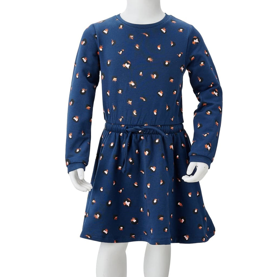 Kinderjurk met lange mouwen 104 marineblauw 104