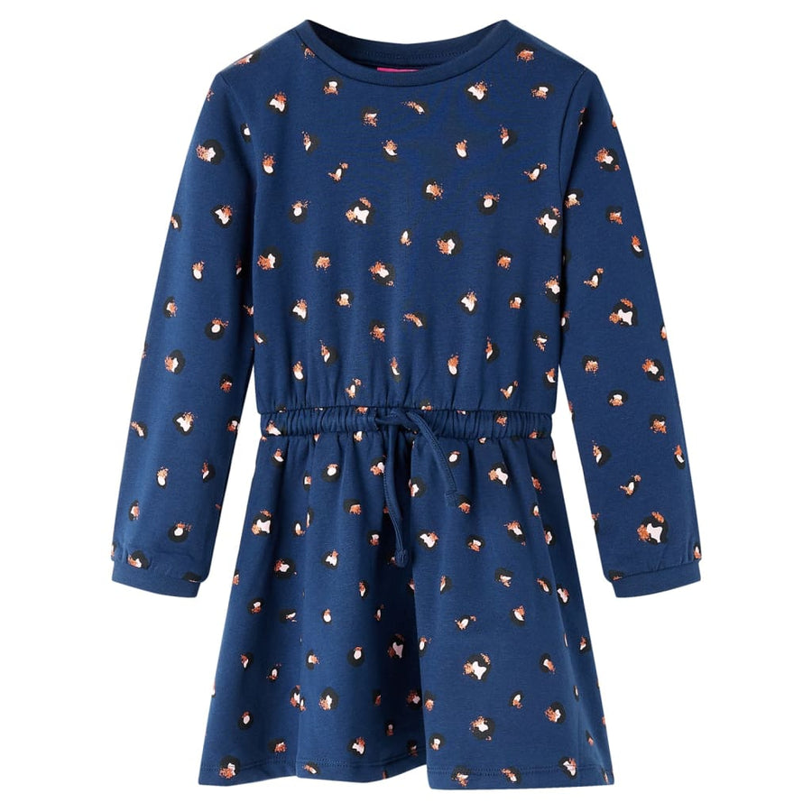 Kinderjurk met lange mouwen 116 marineblauw 116