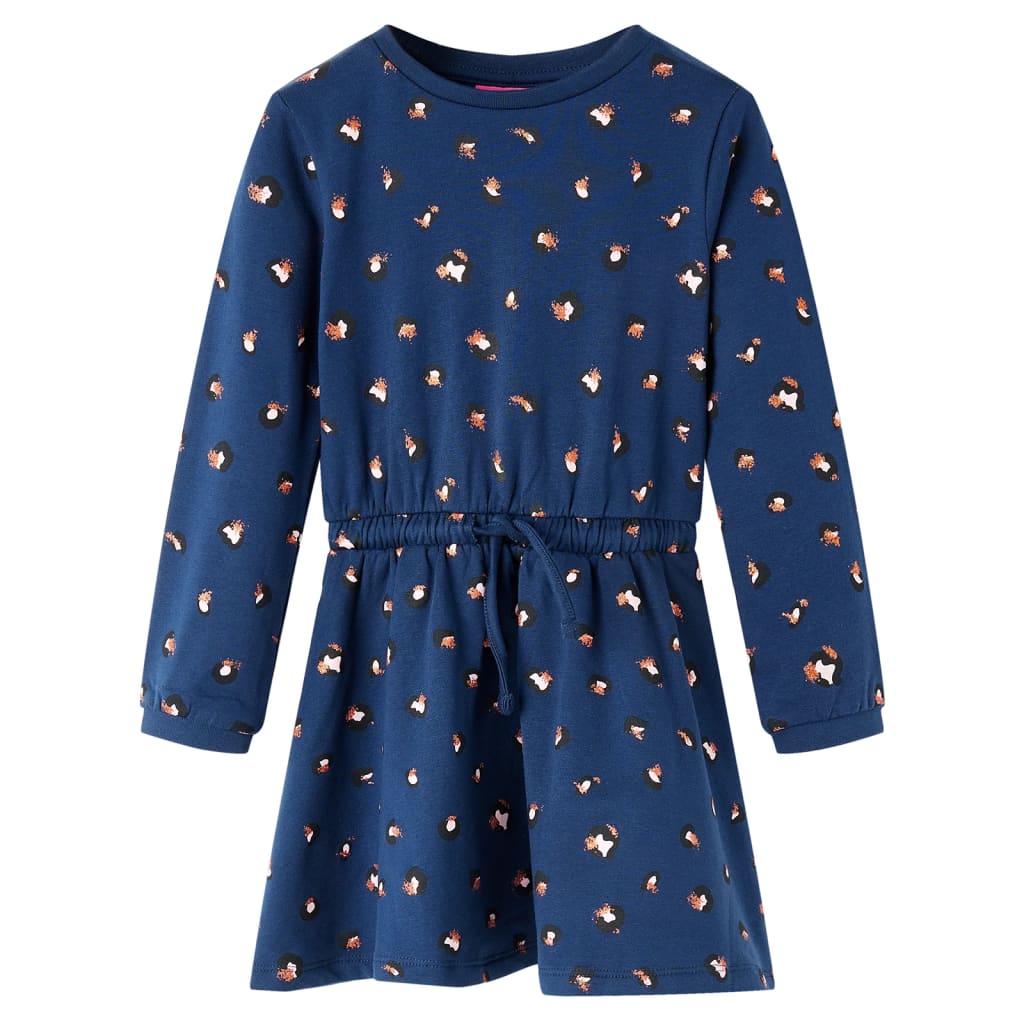 Kinderjurk met lange mouwen 128 marineblauw 128