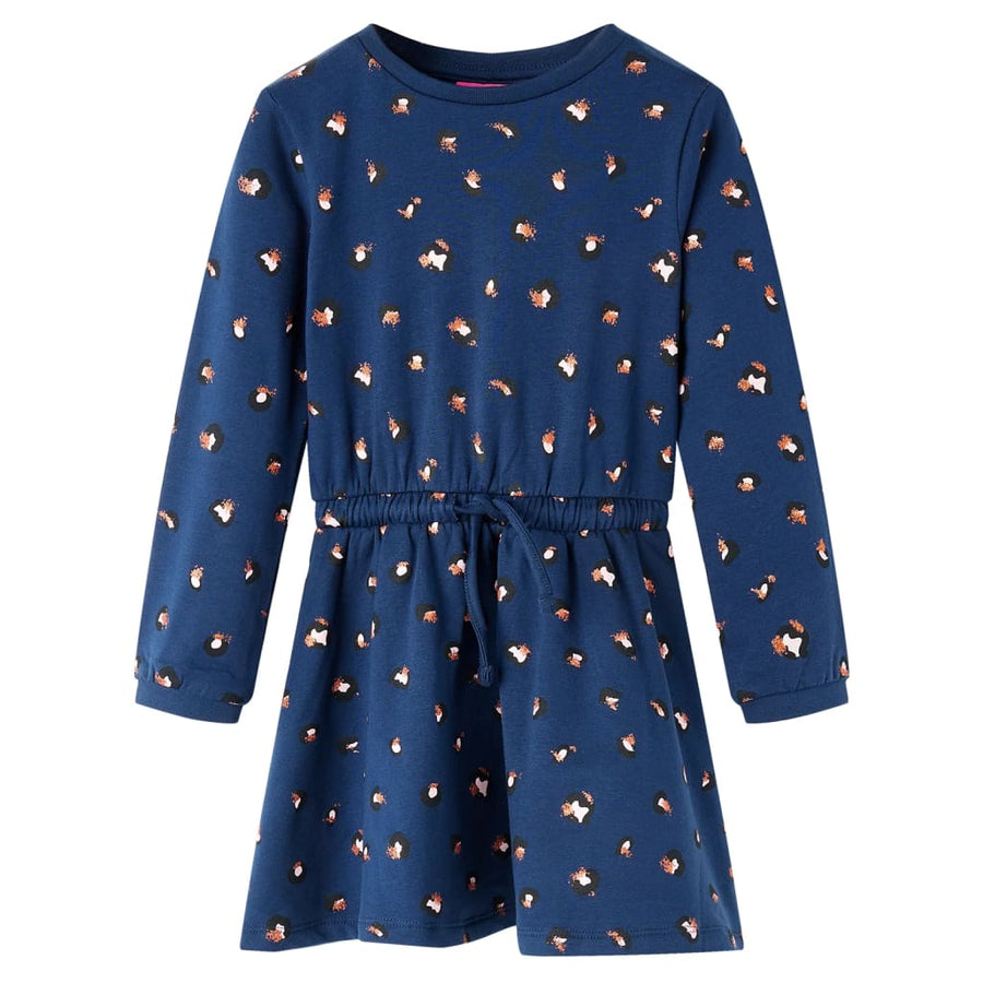 Kinderjurk met lange mouwen 128 marineblauw 128