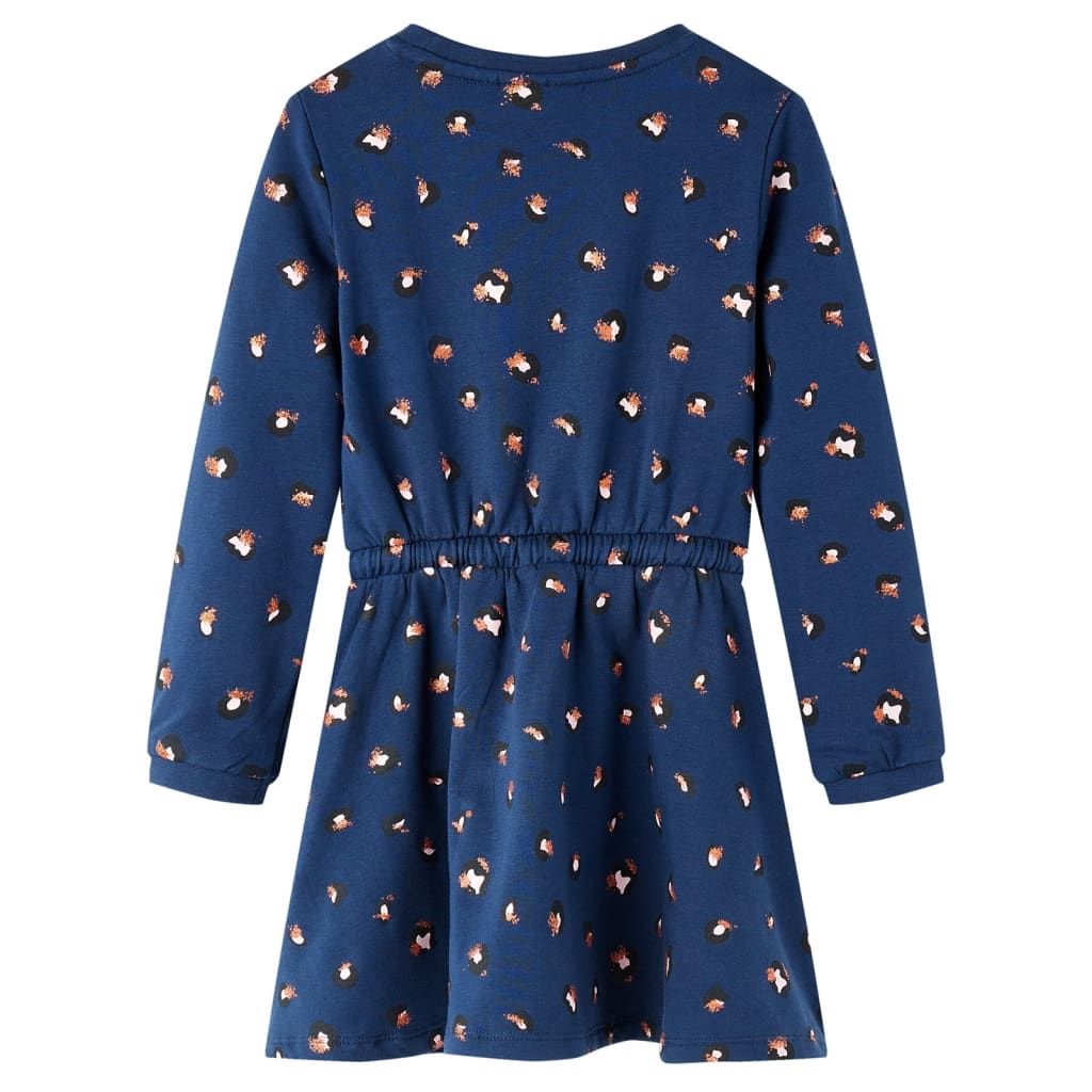 Kinderjurk met lange mouwen 128 marineblauw 128